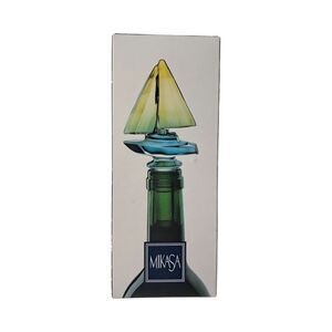 Mikasa Blue Nautical Sailboat Lead Crystal Bottle Stopper - Regatta Style
